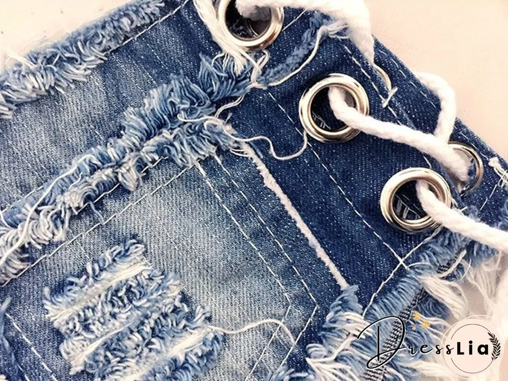 Summer Womens Jeans Denim Shorts Pure Cotton Lace-up Super Shorts Ladies Skinny Short Jeans Young Women