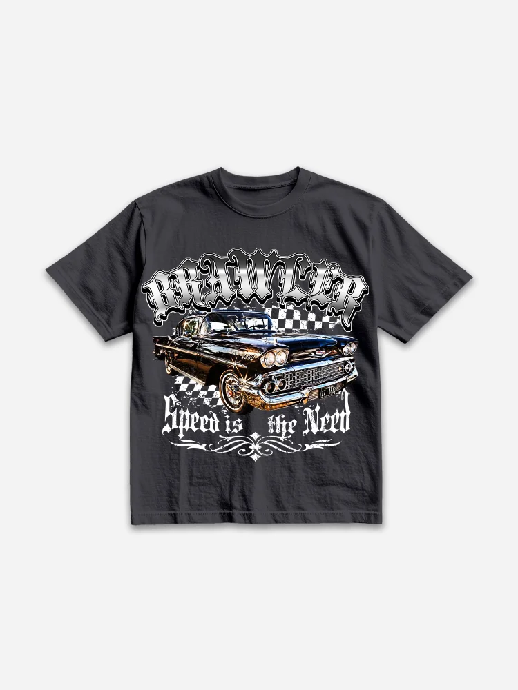 Racing Brawler Print Cotton T-shirt