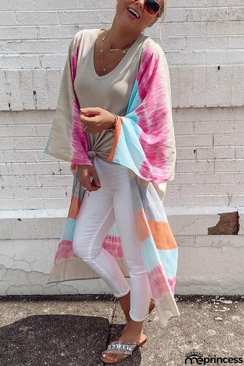 Tie Dye Stripe Kimono