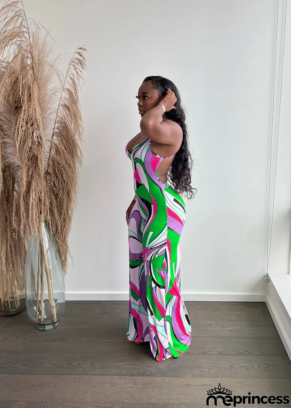 Sexy Printed Backless Jumpsuit