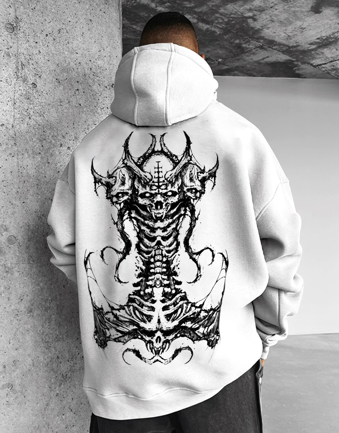 Black Metal Skeleton Sweatshirt / TECHWEAR CLUB / Techwear