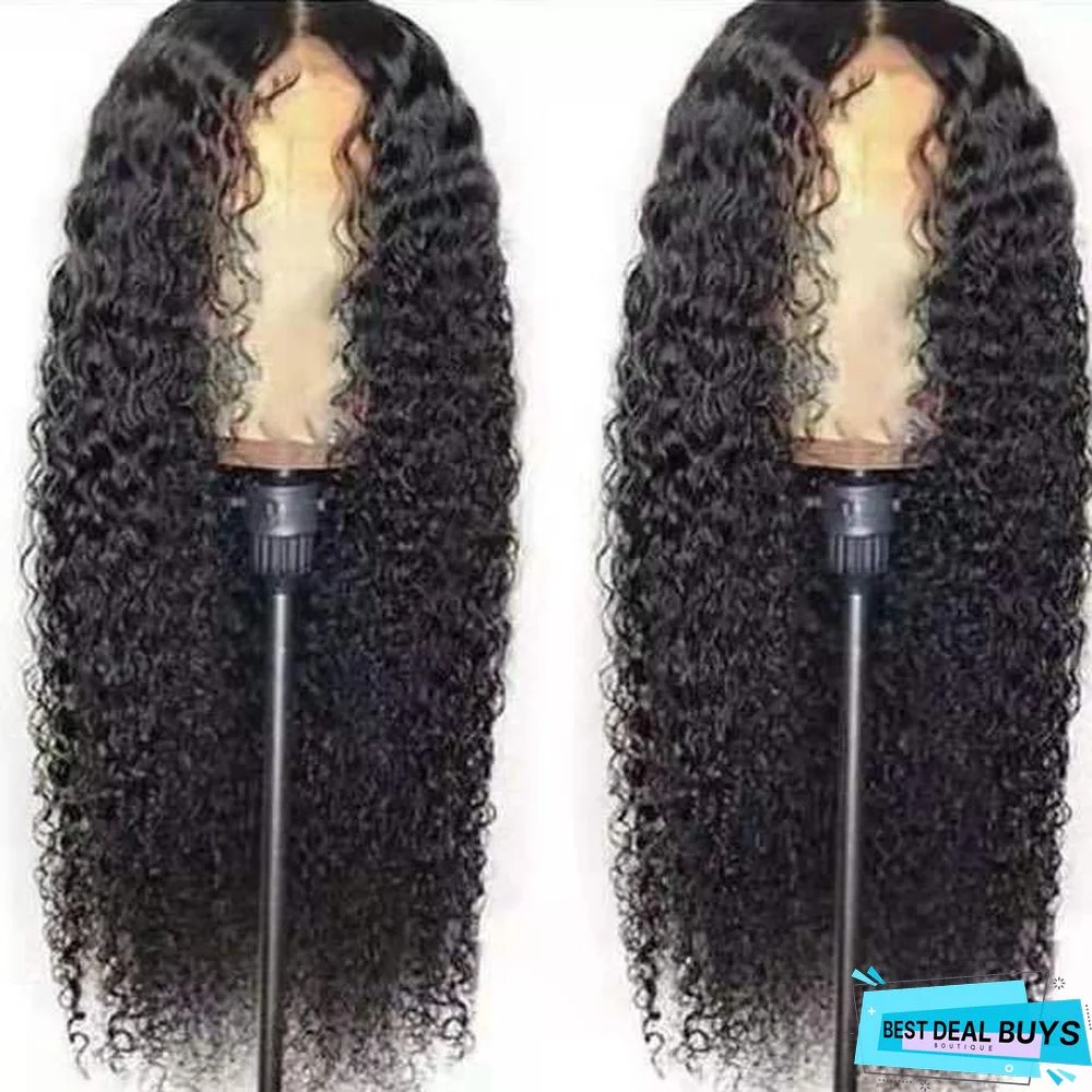 Black Medium Split Small Curly Wig Head Cover