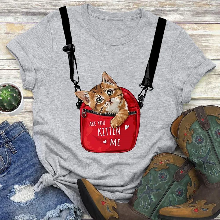 Cute bag cat T-shirt Tee - 01538-Annaletters