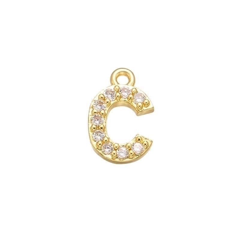 1 Piece 925 Sterling Silver Zircon 22K Gold Plated Rhodium Plated Letter Pendant Charms