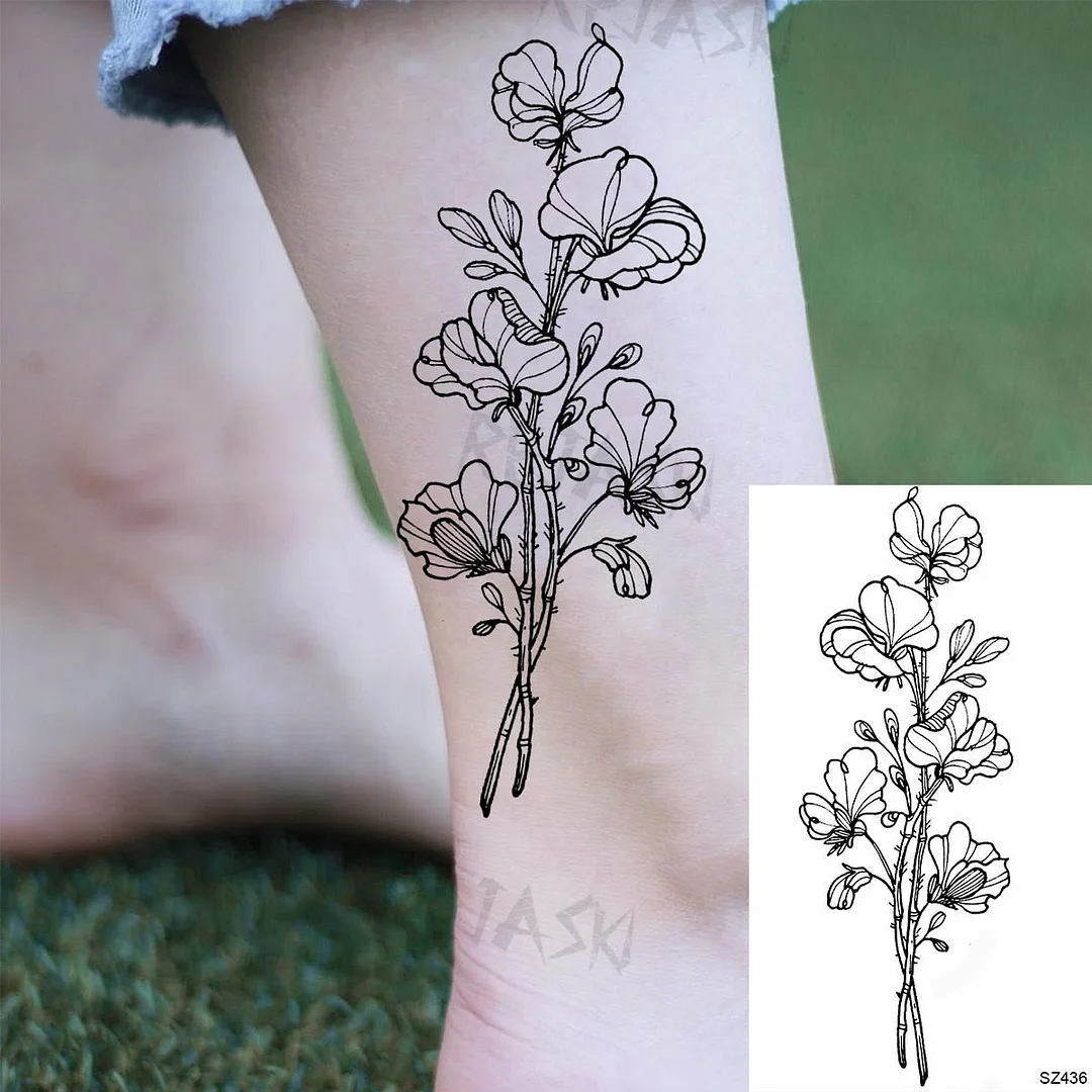 Colored Rose Fashion Feet Temporary Tattoos For Women Adult Hummingbird Sunflower Fake Tattoo Body Art Washable Tatoos Sticker