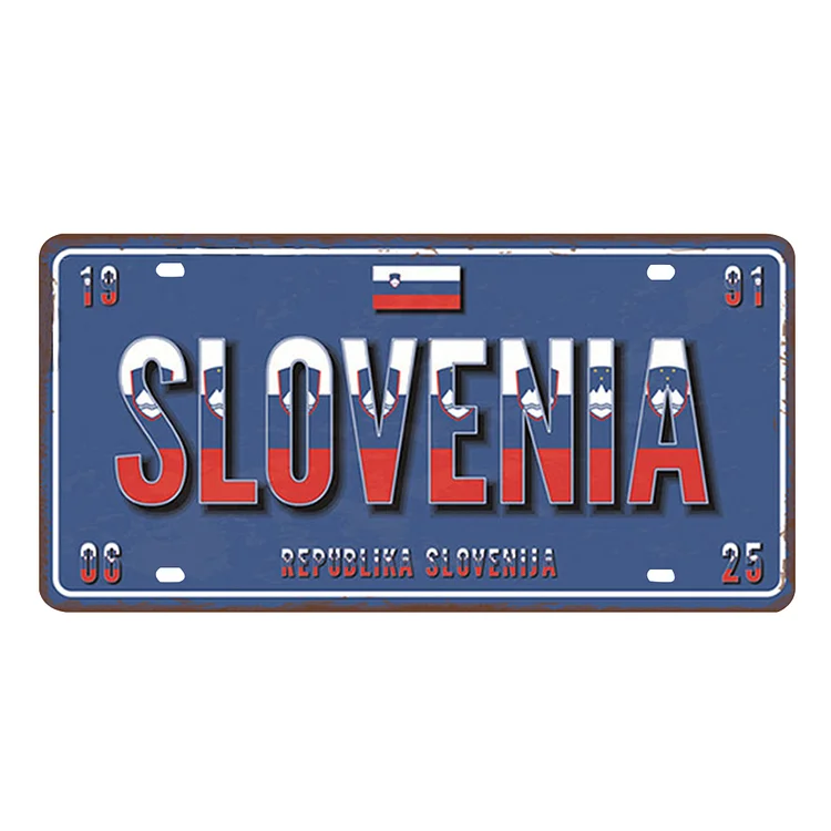 SLOVÉNIE - enseigne vintage en étain - 11.8x11.8inch