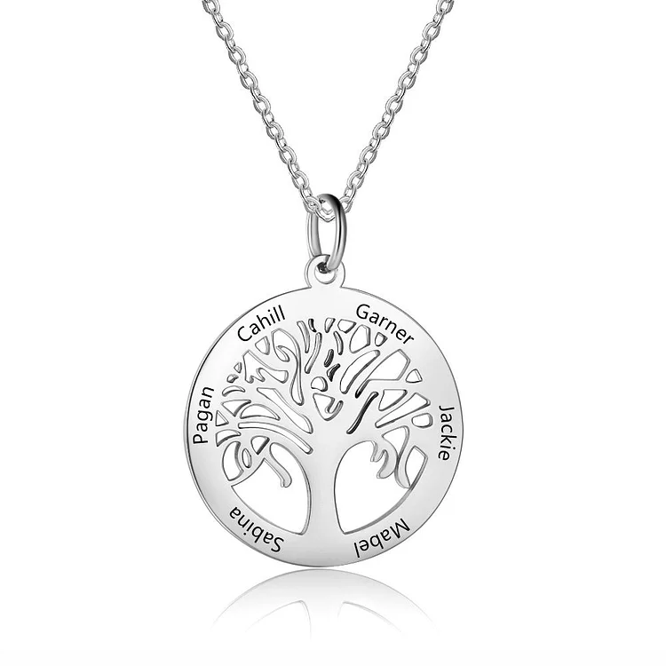 Tree Of Life Necklace Family Tree Necklace Engraved 6 Names Love My Family