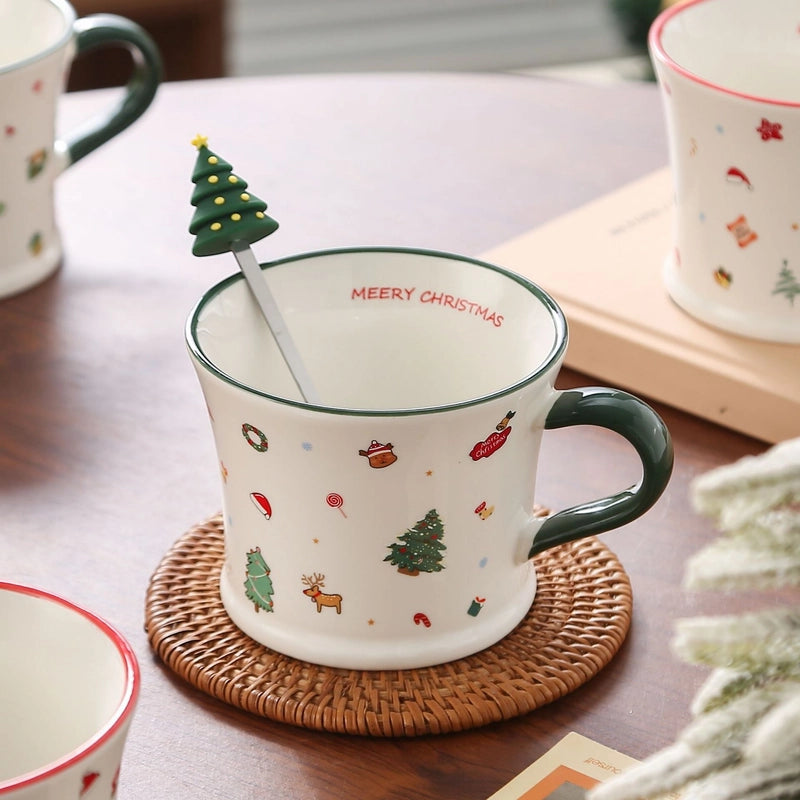 Christmas Cute Christmas Tree Santa Claus Ceramics Mug 1 Piece