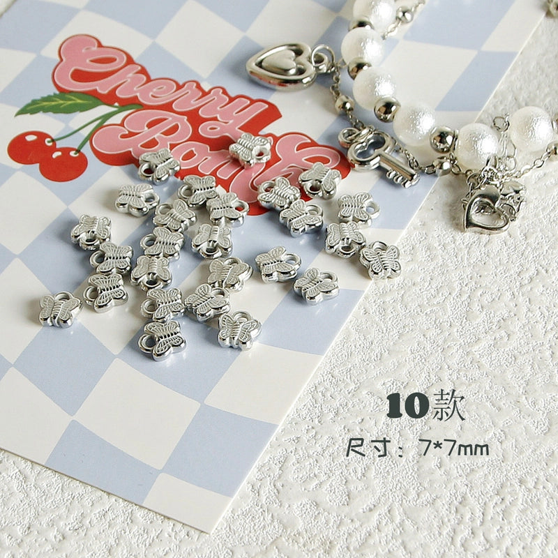 10 PCS/Package 7 * 12mm Arylic Cross Cherry Bow Knot Polished Pendant Jewelry Accessories