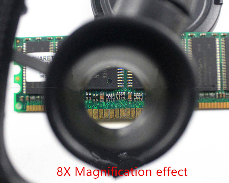 Likron Watches Adjustable Headband Magnifier with Dual LED Lights 8X