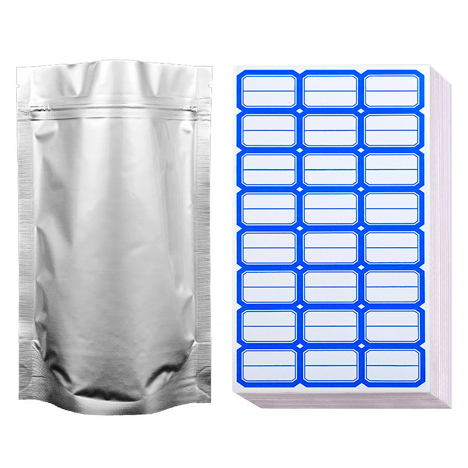 

Mylar Bags - 100 Pcs Heat & Re-sealable Bag for Packaging Products + Labels, 501 Original