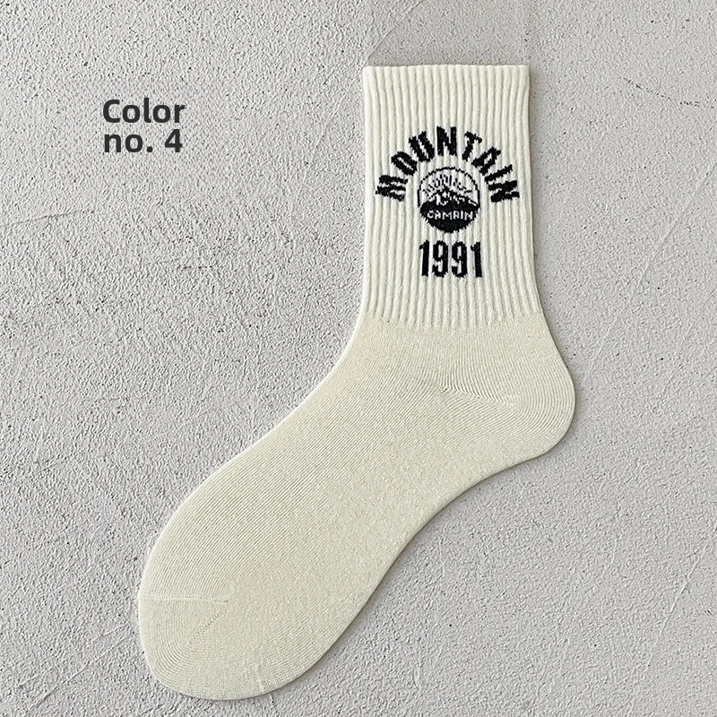 Socks Men’s Mid-calf Socks Spring And Summer Thin Cotton Socks Long Breathable Sweat-absorbent Retro Men’s Sports Autumn And Winter