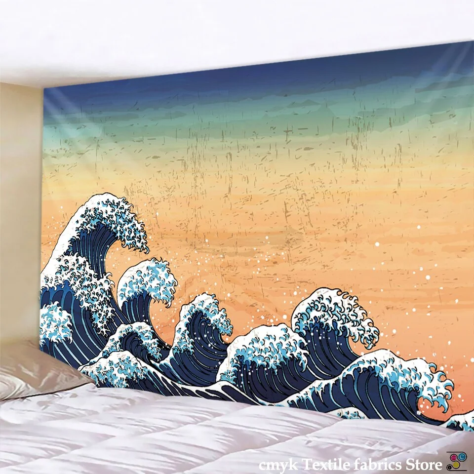 hippie decor Tapestry Wall Hanging Great Wave Kanagawa Wall Tapestry with Art Nature Home Decorations for Living Room Bedroom