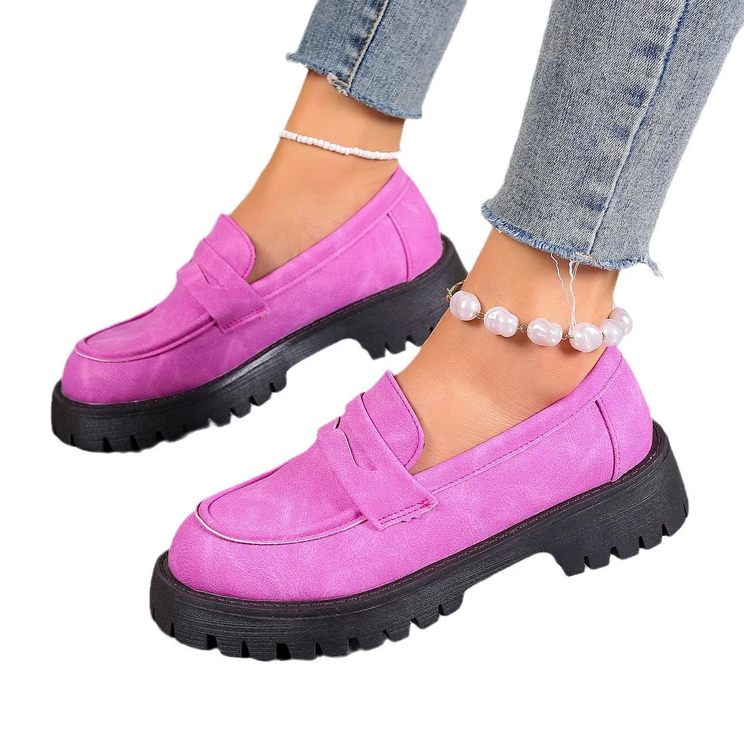 Yyvonne Spring And Autumn New Lof Shoes Pine Cake Thick Sole Foot Casual Single Shoes British Wind Coarse Fashion Women's Shoes