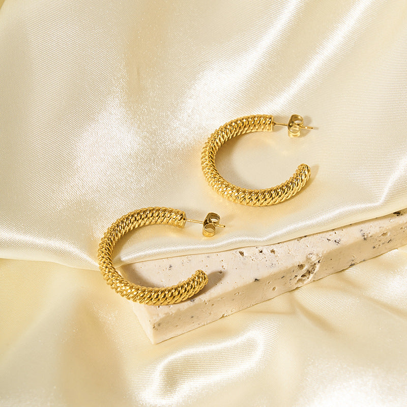 IG Style Asymmetrical Geometric U-Shape Stainless Steel Electroplating Earrings