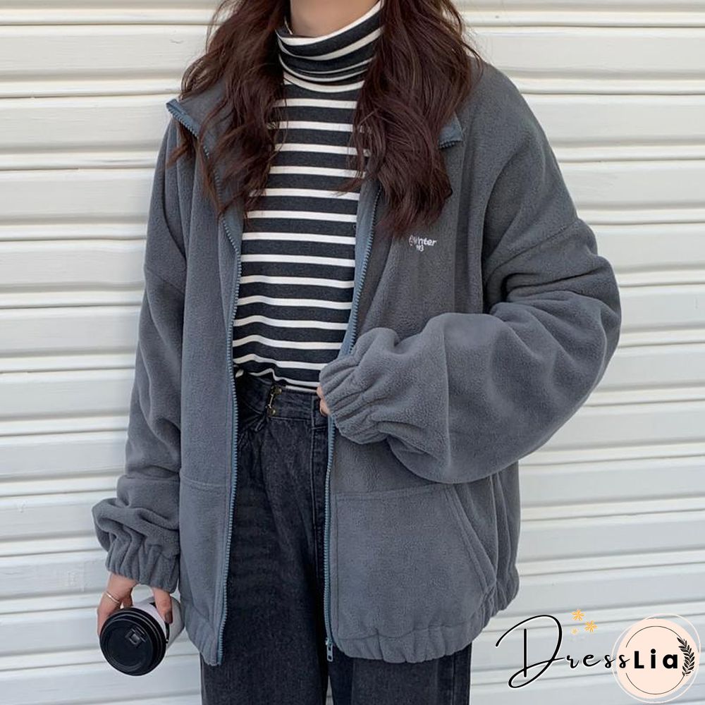 Harajuku Long Sleeve Oversized Hooded Sweatshirts Women Winter Vintage Clothes Woman Warm Thick Jacket Sweetshirt Zip Up Hoodies