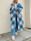Diamond Color-Block Lapel Collar Buttoned Loose Stylish Outerwear
