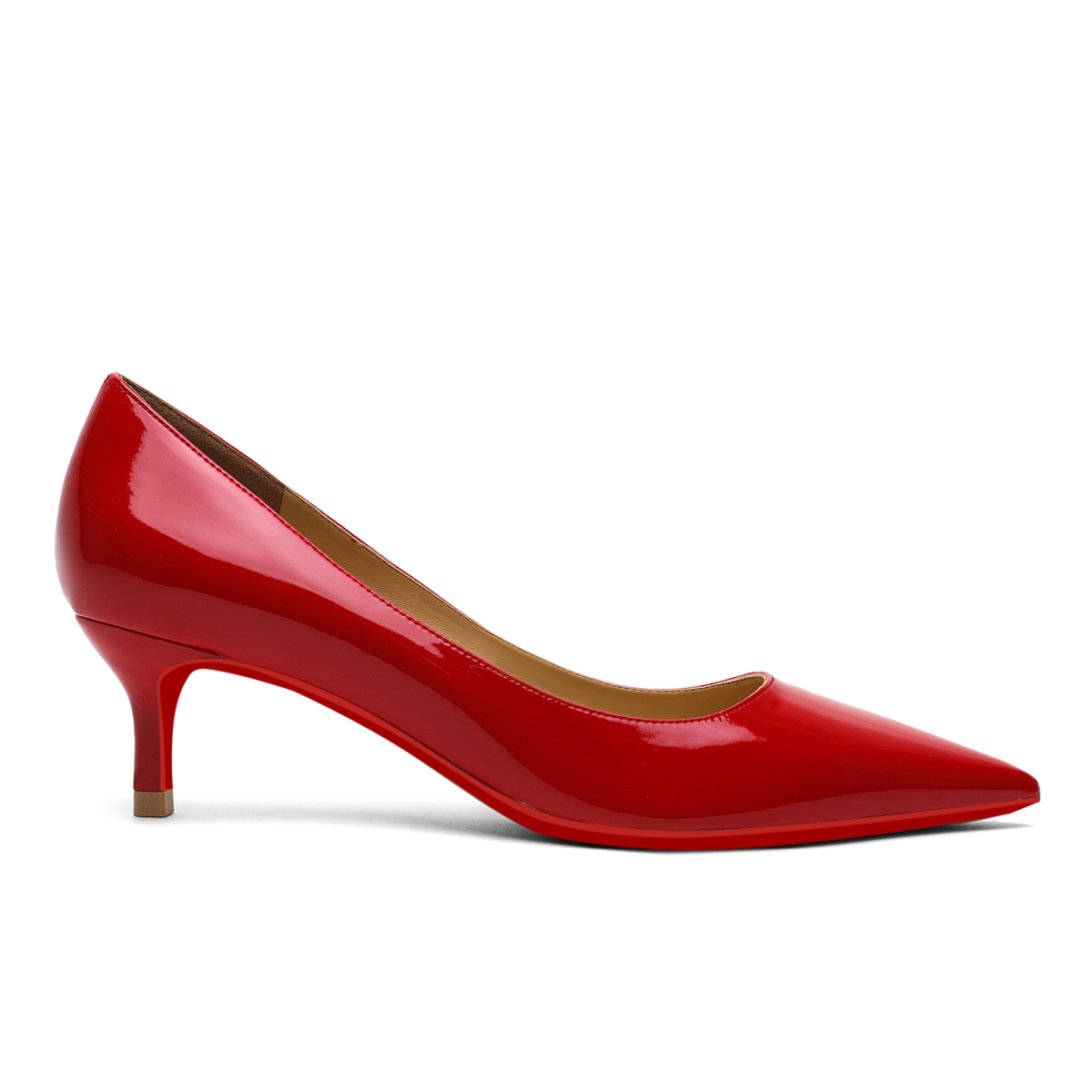 50mm Women's Low Heel Kittens Pointed Toe Casual Slip On Patent Red Bottoms Pumps-vocosishoes