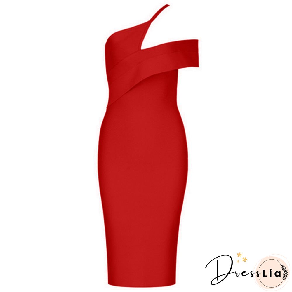 Ocstrade Bandage Dress New Arrival Red Bandage Dress Bodycon Women Summer Sexy One Shoulder Party Dress Club Outfits