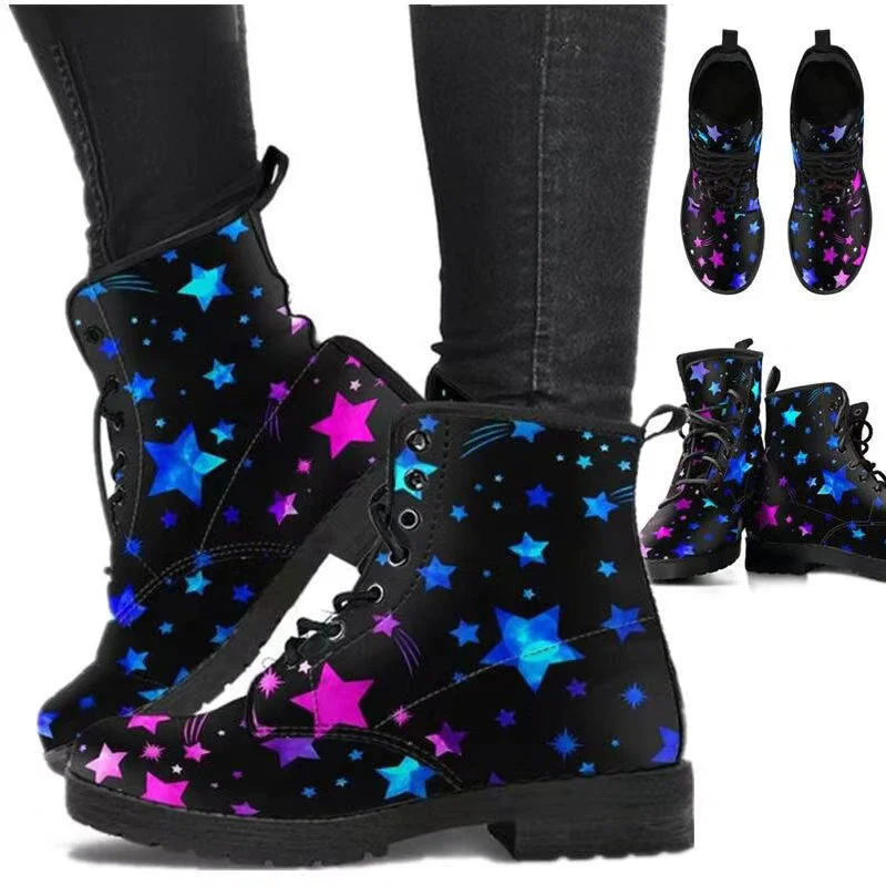 women's work boots high top cartoon pattern martin boots