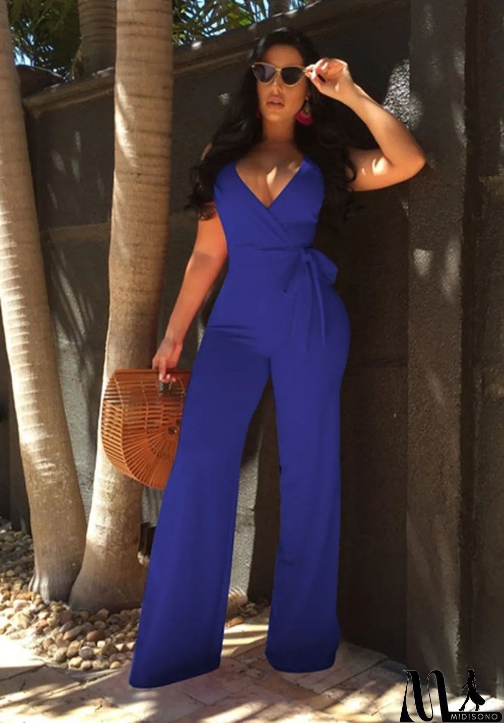 MidiSono - Army Green Backless Solid Fashion sexy Jumpsuits & Rompers