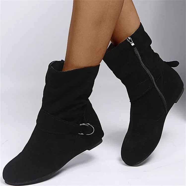 Fashion Non-Slip Faux Suede Flat Heels Ankle Boots for Women Radinnoo.com