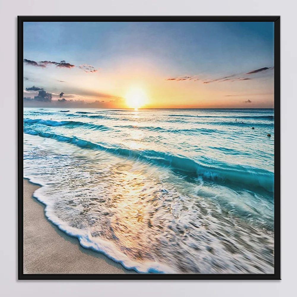 Full Embroidery Seaside Sunset Cross Stitch Kits 11CT Stamped Canvas Crafts