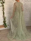 Sage Green Strapless Sweetheart Neck Ball Gown Sparkling Shawl Tulle Formal Robe Prom Dress Bridesmaids Dresses Side Split Princess