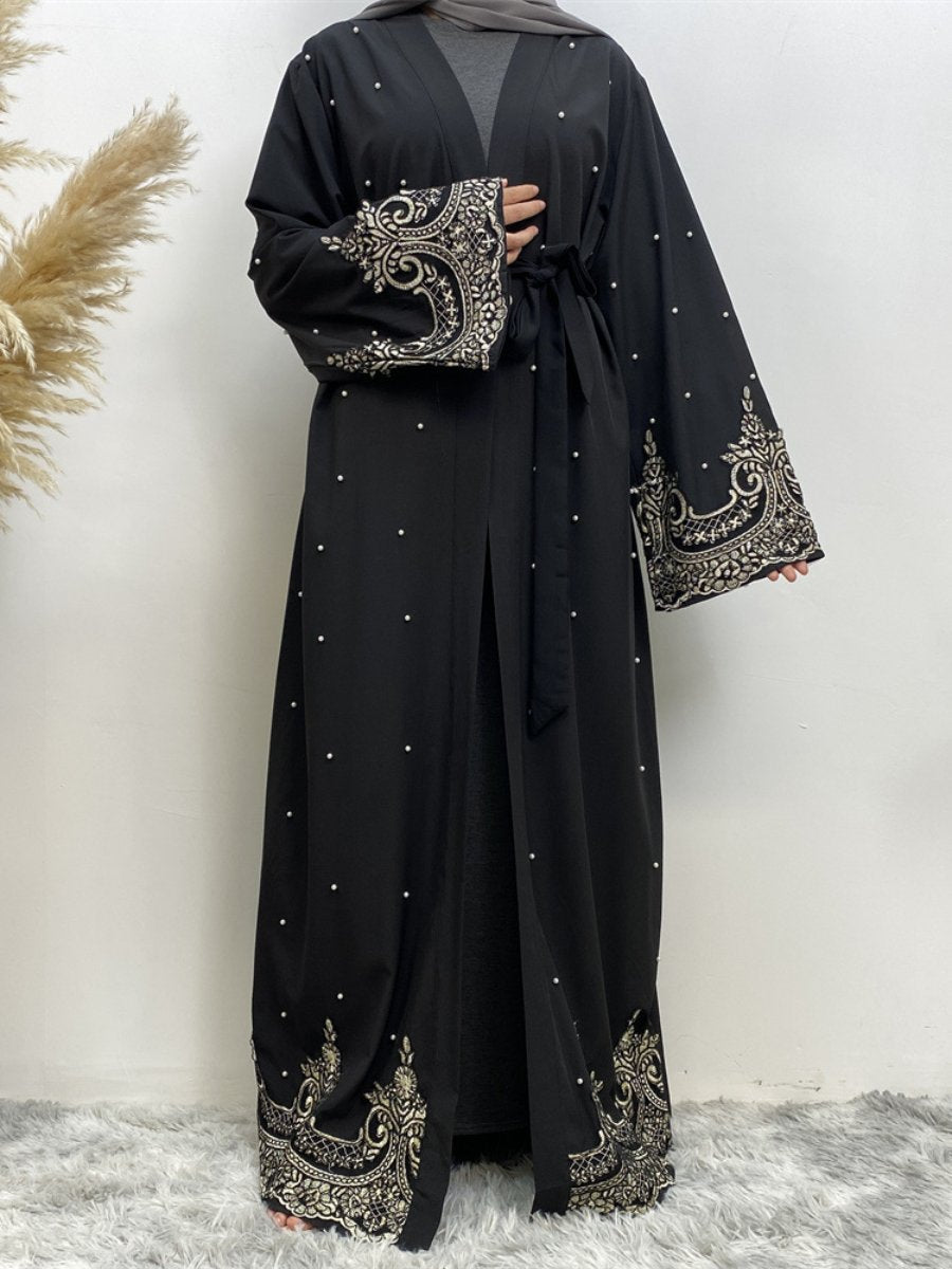 Muslim Print Beaded Design Long Sleeve Lady Outerwear | Oxredo Shop Ramadan Sale