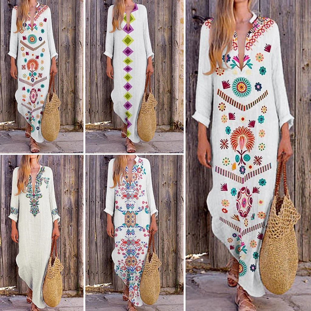 Loose V-neck split Maxi Dress