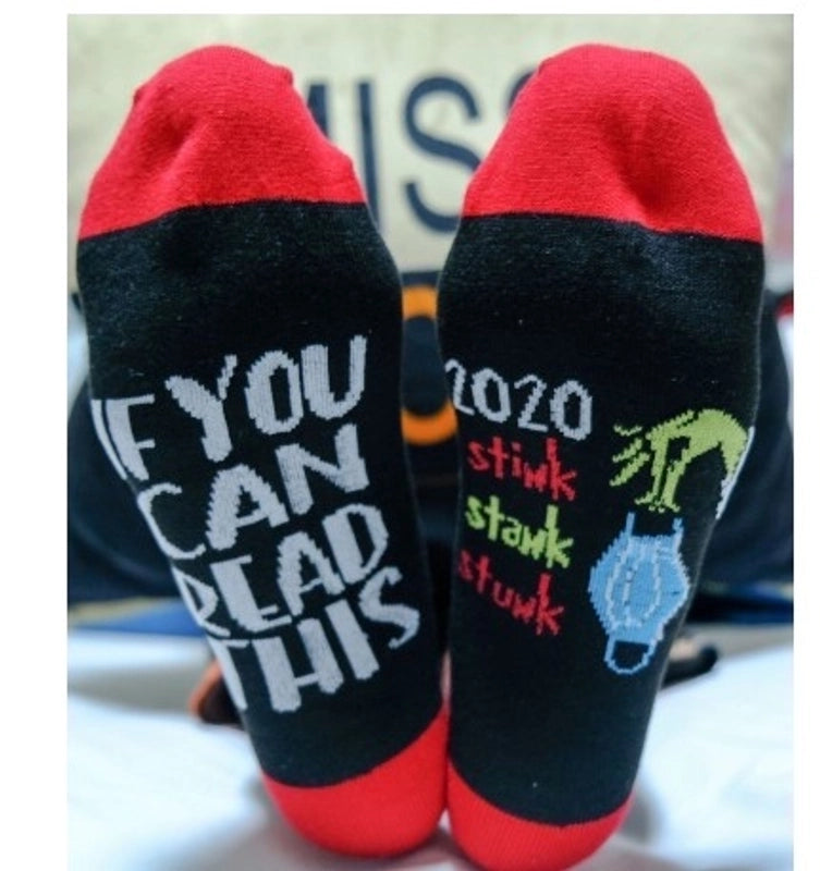 Christmas Fashion Unisex Letter Color Block Cotton Jacquard Crew Socks