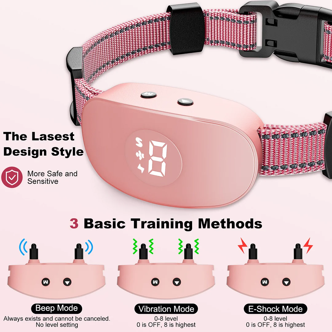BEBANG Bark Collar for Dogs, 3 Modes Beep Vibrate Shock, Dog Shock Collar for Small Medium Large Dogs, Bark Collar for Dogs in Humane Effective Training Methods