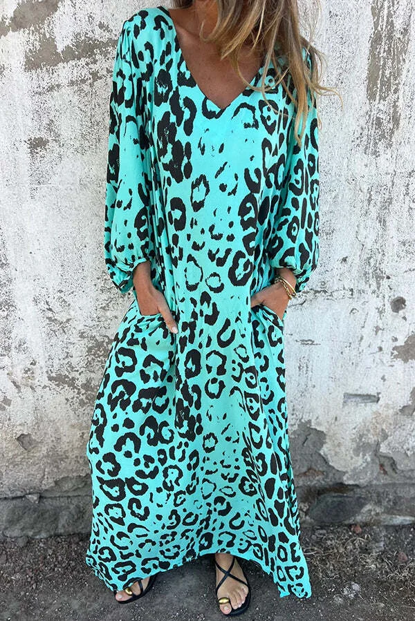 👗🔥Summer sale 48%OFF 💕Leopard print loose V-neck dress