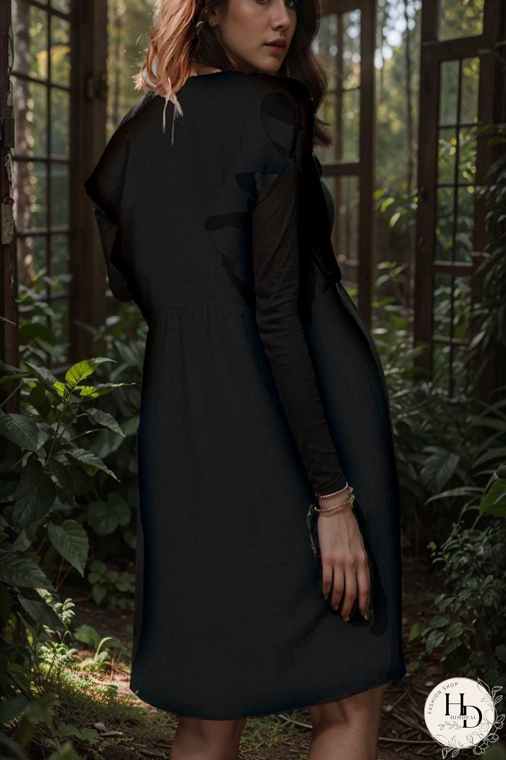 v neck button up all match fashion mini dress