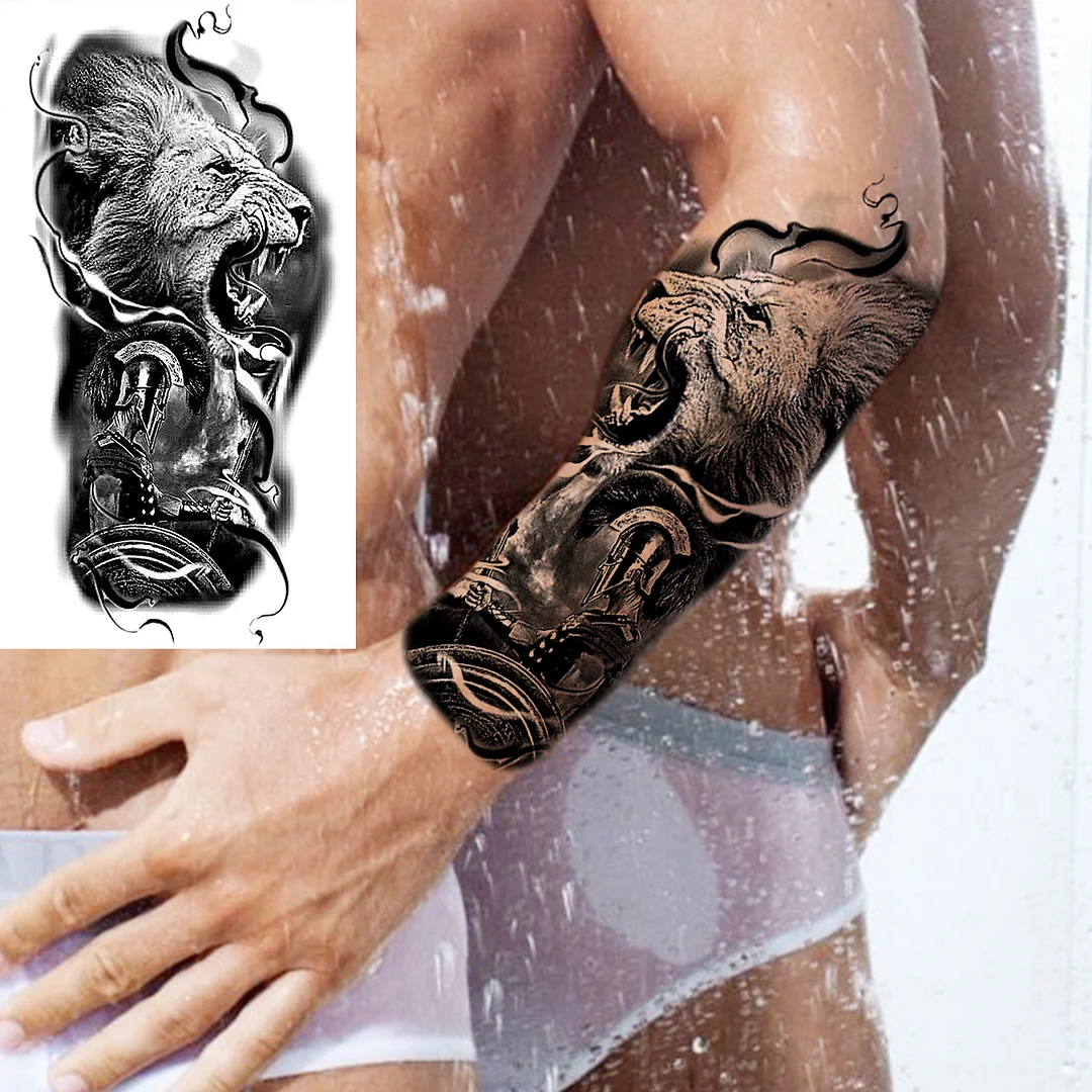 Sdrawing Realistic Black Devil Temporary Tattoos For Men Adult Tiger Pirate Skeleton Vampire Fake Tattoo Forearm Scary Tatoo Joker