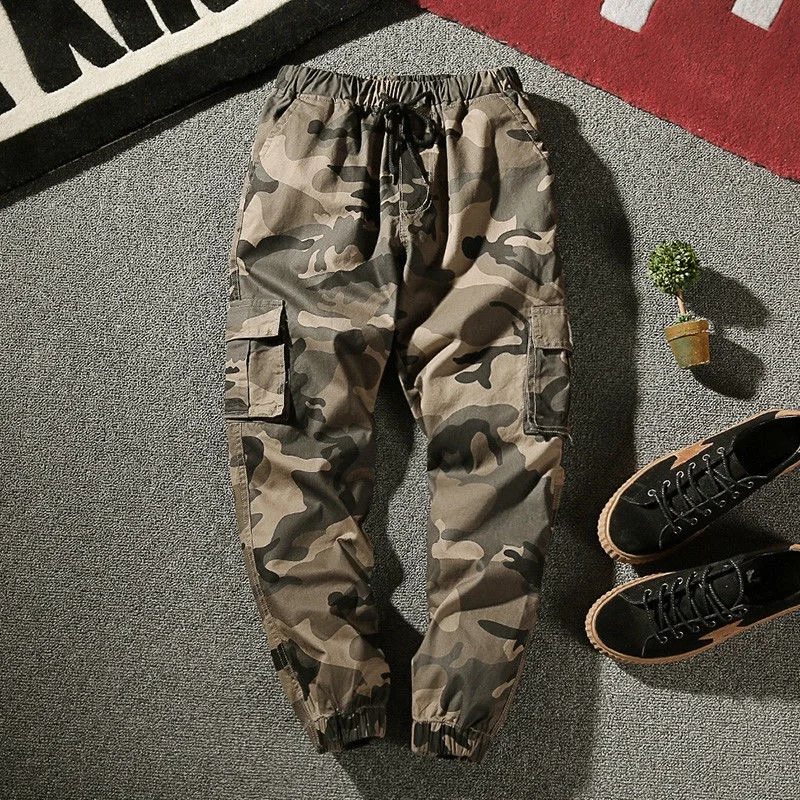 Jangj Emo Camo Joggers Cargo Men Pants Multi-Pocket Camouflage Jogging For Man Cotton Harem Sweatpants 90s Military Casual Trousers