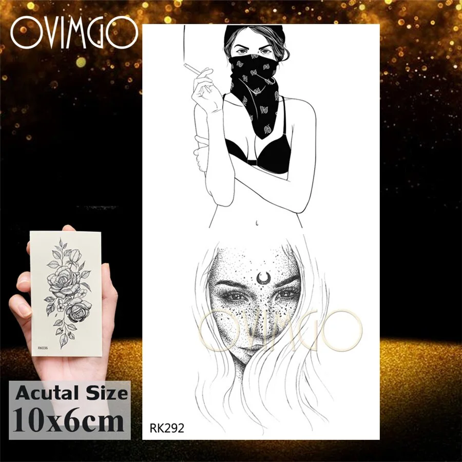 Sdrawing Sexy Kiss Haert Star Temporary Tattoos Paste Paper Body Art Arm Beck Fake Tatoo For Men Women Disposable Tattoo Sticker