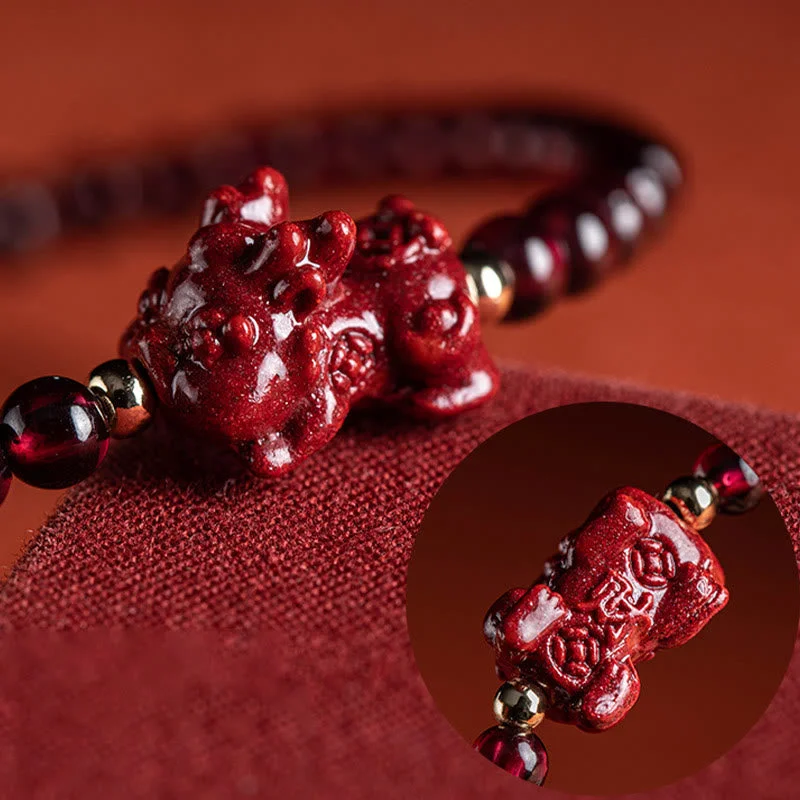 Cinnabar PiXiu Blessing Calm String Bracelet