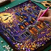 Halloween Cottage Framed Special Shape Diamond Painting Kit 25x25cm