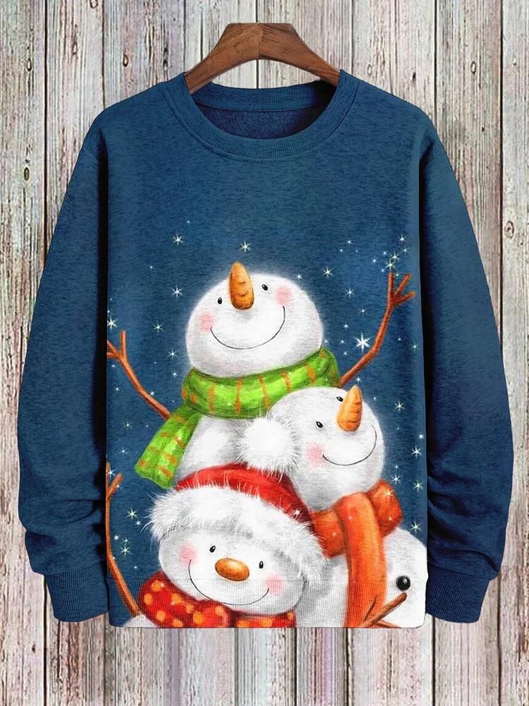 Men's Three Cute Snowmen Art Print Casual Sweatshirt