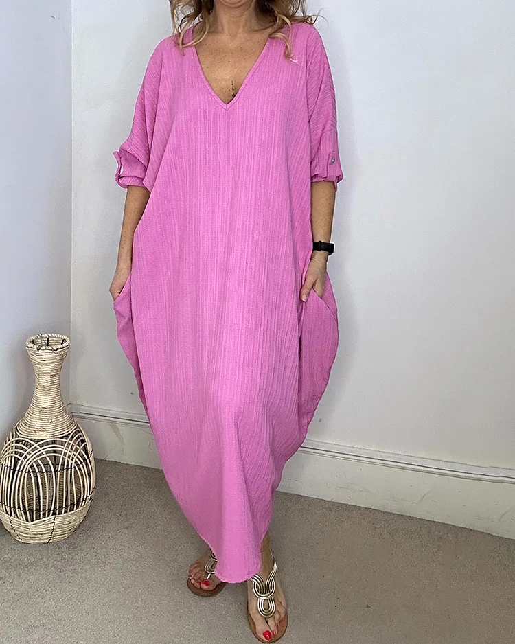 V-Neck Cotton Dress