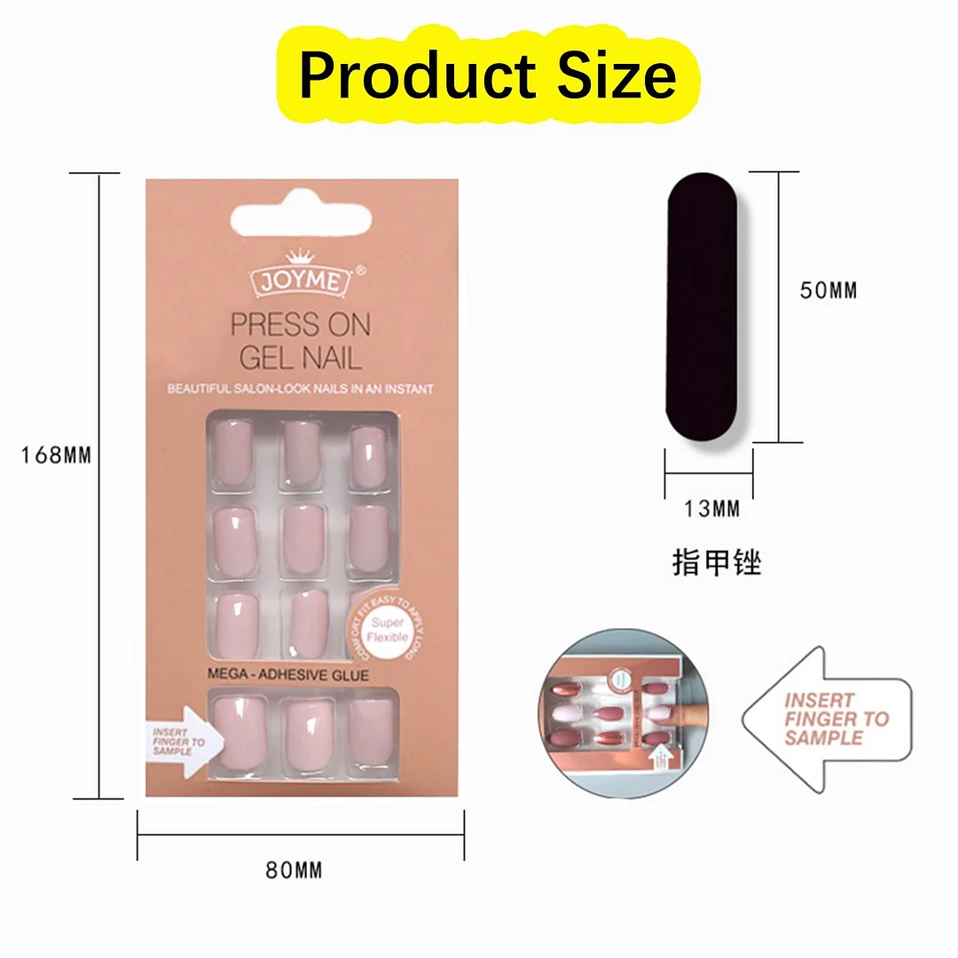 24Pcs Nails Art Fake Nail Tips False Press on Coffin with Glue Stick Designs Clear Display Short Set Full Cover Artificial Squar-Nail Inspo