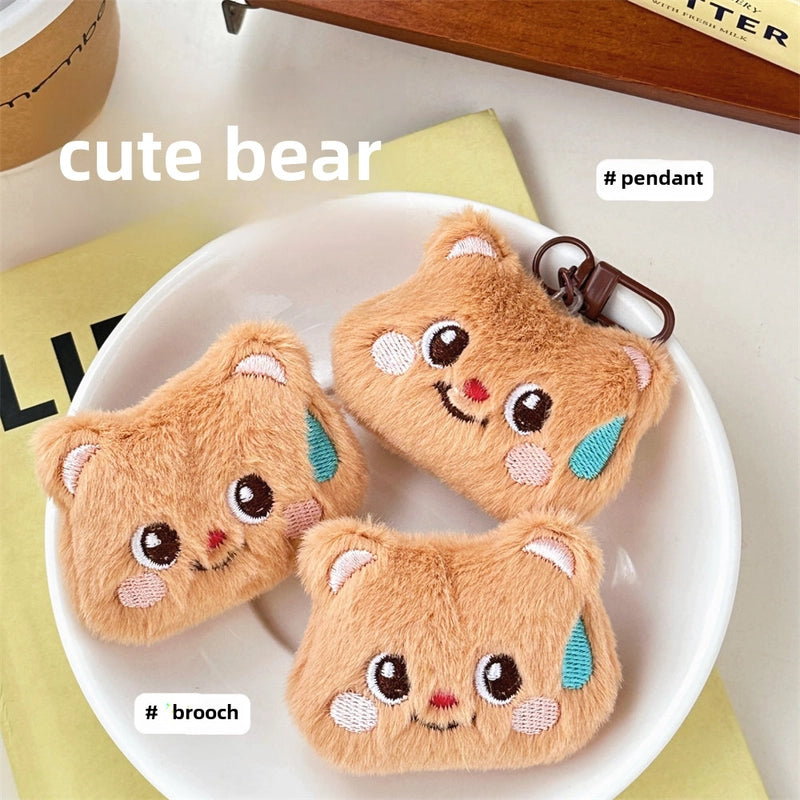 Cute Speechless Bear Doll Pendant Brooch Girl Heart Backpack Clothing Accessories Keychain Pendant