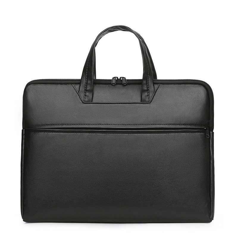Men’s Business Classic Style Solid Color PVC Briefcase