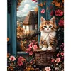 Fensterbank Katze - runder Bohrer Diamantmalerei - 40*50cm