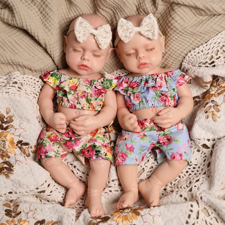 Babeside Realistic Silicone Reborn Baby Lucy 16'' Little Infant Twins Best Gift for Kid