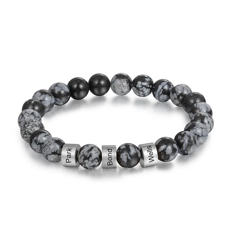 Serene Black Onyx Men Name Bracelet