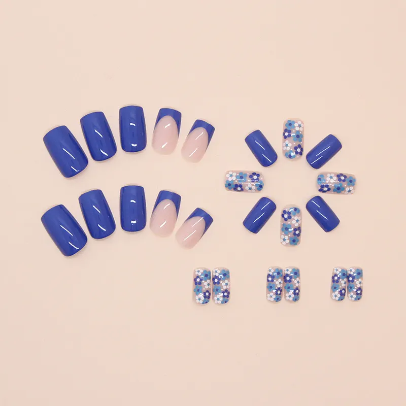 Churchf Churchf Nail Blue Print Wear Nail French Removable Beauty Nail Piece Simple Nail Piece Nail Patch