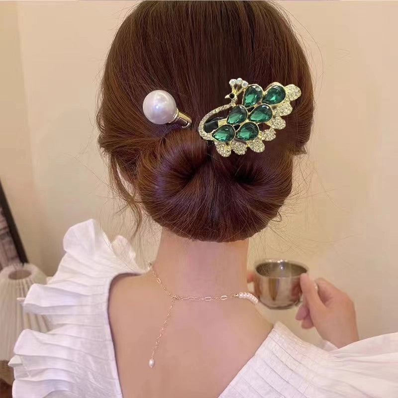Women’s Minimalist Peacock Feather Flower Alloy Plating Inlay Rhinestones Hair Band