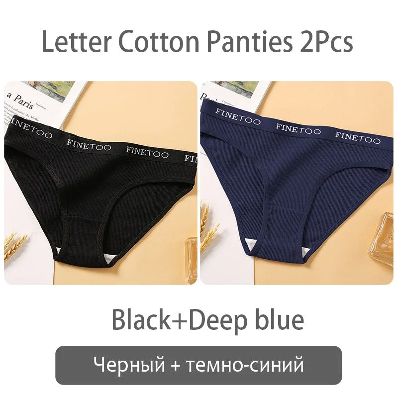 FINETOO New M-2XL Women Underpants Custom Letter Panties Breathable Cotton Underwear Ladies Briefs Casual Panty Female Lingerie
